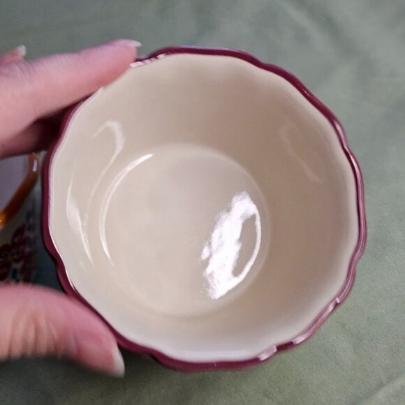 Set of 2‎ Vintage Pioneer Woman Baking Ramekins Flea Market Pattern Stoneware - Picture 8 of 9